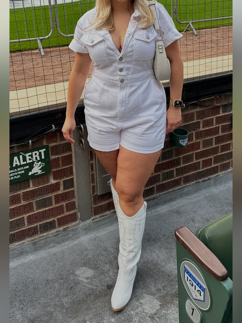 Women’s White denim romper